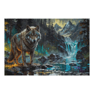 Rocky Mountain Grauer Wolf Art Poster