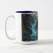 Rocky Mountain Grauer Wolf Art Zweifarbige Tasse (Links)