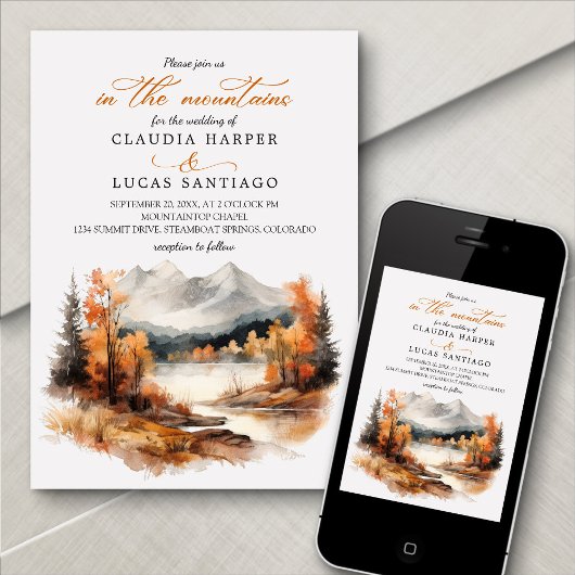 Rocky Mountain Herbst Hochzeit Einladung