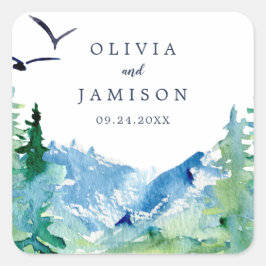 Rocky Mountain Hochzeit in Urlaubsort Umschlag Auf Quadratischer Aufkleber
