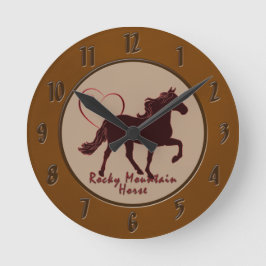 Rocky Mountain Horse Hearts Runde Wanduhr