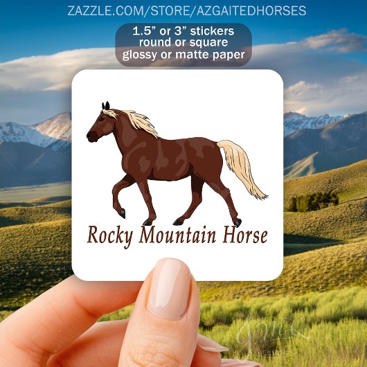 Rocky Mountain Horse Silhouette Kastanien Quadratischer Aufkleber