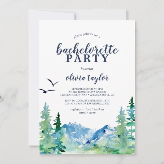 Rocky Mountain Junggeselinnen-Abschied Einladung (Vorderseite)