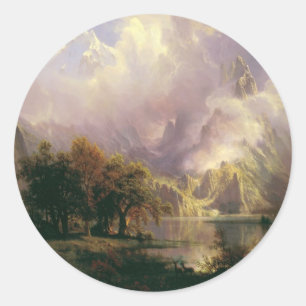 Rocky-Mountain-Landschaft von Albert Bierstadt, 18 Runder Aufkleber