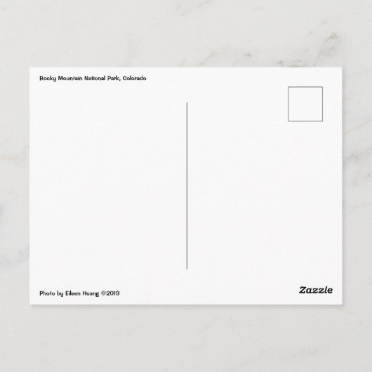 Rocky Mountain National Park, Colorado Postkarte (Rückseite)