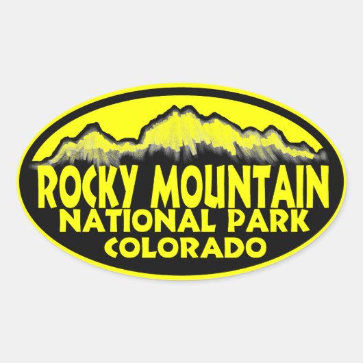 Rocky Mountain National Park Gelbe ovale Aufkleber (Vorderseite)