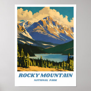 Rocky Mountain National Park Illustration Retro H Poster