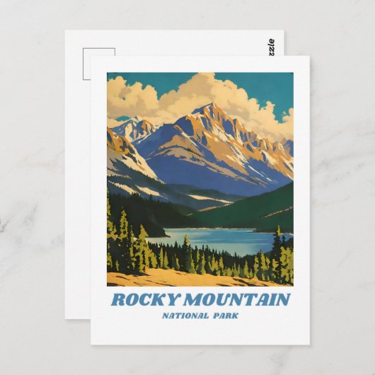 Rocky Mountain National Park Illustration Retro H Postkarte (Vorne/Hinten)