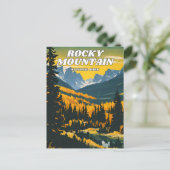 Rocky Mountain National Park Illustrationsretro Postkarte (Stehend Vorderseite)