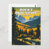 Rocky Mountain National Park Illustrationsretro Postkarte (Vorne/Hinten)