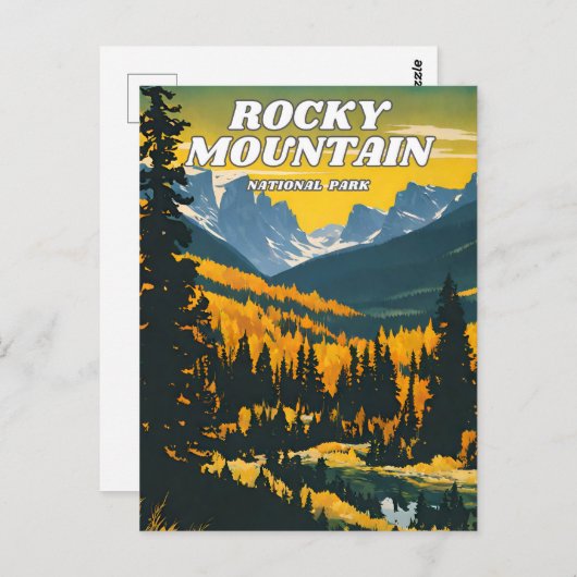 Rocky Mountain National Park Illustrationsretro Postkarte (Vorne/Hinten)