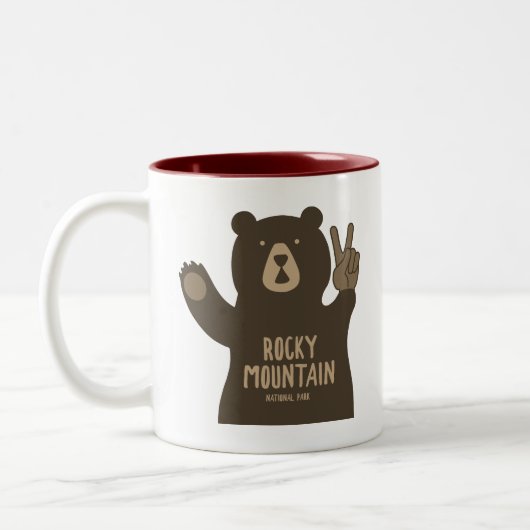 Rocky Mountain National Park Peace Bear Zweifarbige Tasse (Links)