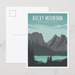 Rocky Mountain National Park Reiseillustration Postkarte