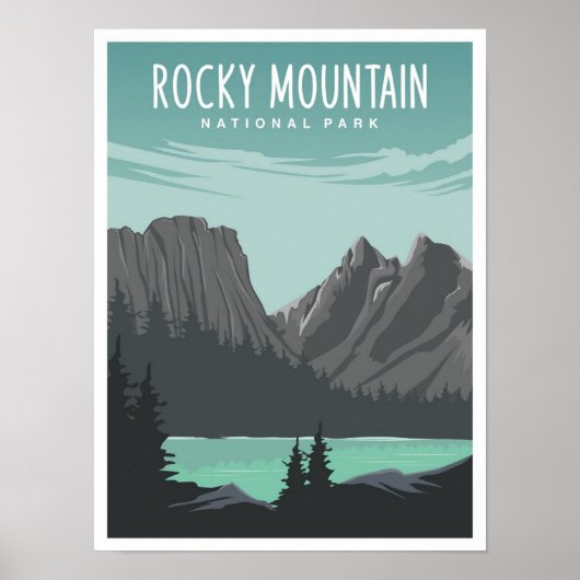 Rocky Mountain National Park Travel Illustration Poster (Vorne)