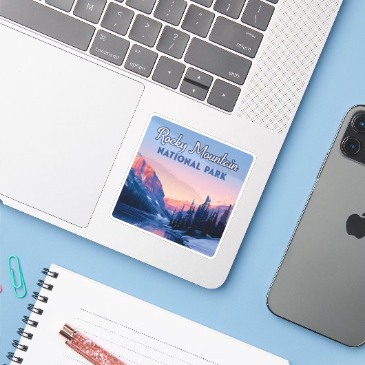 Rocky Mountain Nationalpark Colorado Aufkleber (Laptop mit iPhone)