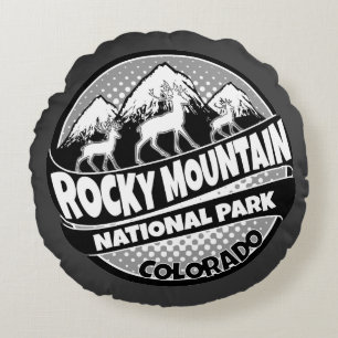 Rocky Mountain Nationalpark Colorado Schwarzes Kis Rundes Kissen