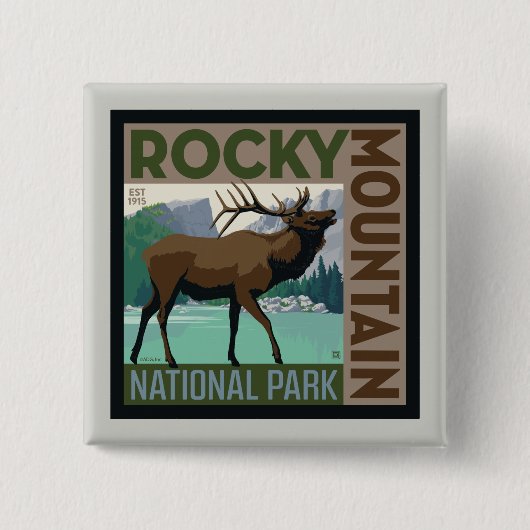 Rocky Mountain Nationalpark | Elch Button (Vorderseite)