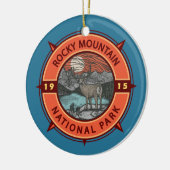 Rocky Mountain Nationalpark Elk Retro Kompass Keramik Ornament (Links)