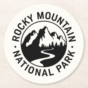 Rocky Mountain Nationalpark Emblem Runder Pappuntersetzer