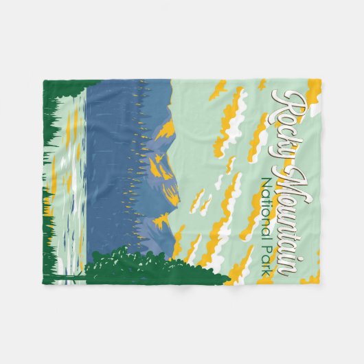 Rocky Mountain Nationalpark Illustration Fleecedecke (Vorderseite (Horizontal))