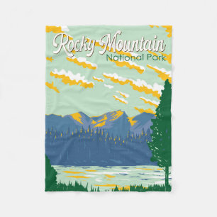 Rocky Mountain Nationalpark Illustration Fleecedecke