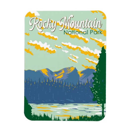 Rocky Mountain Nationalpark Illustration Magnet (Vertikal)