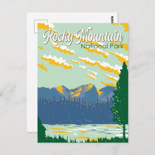Rocky Mountain Nationalpark Illustration Postkarte (Vorne/Hinten)