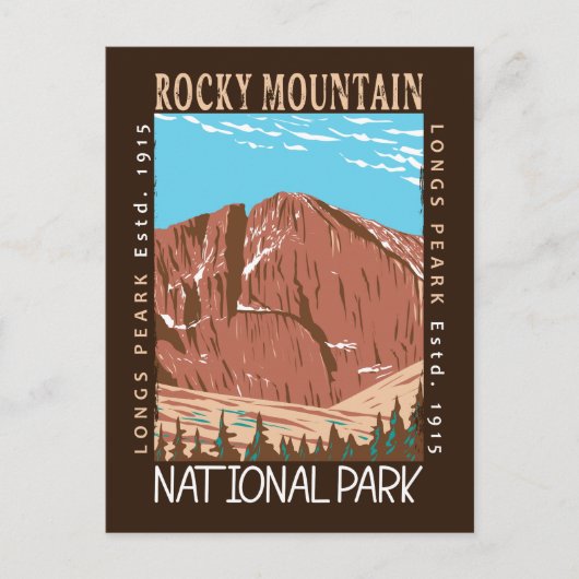 Rocky Mountain Nationalpark Langes Peak gestört Postkarte (Vorderseite)