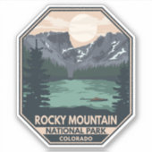 Rocky Mountain Nationalpark Minimal Retro Emblem Aufkleber (Vorderseite)
