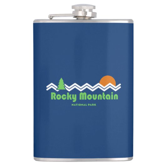 Rocky Mountain Nationalpark Retro Flachmann (Vorderseite)