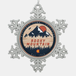 Rocky Mountain Nationalpark Wald Vintag Sunset Schneeflocken Zinn-Ornament