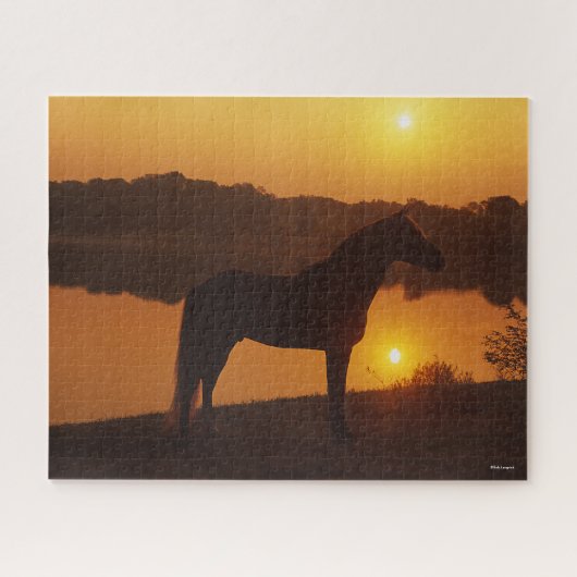 Rocky Mountain Pferd Stehend im Sonnenuntergang Puzzle (Horizontal)
