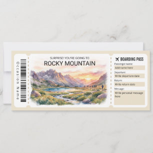 Rocky Mountain Reise Bordkarte Ticket Einladung