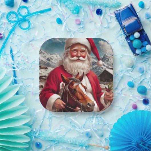 Rocky Mountain Santa und sein Pferd Pappteller (Party)