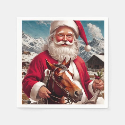 Rocky Mountain Santa und sein Pferd Serviette (Vorderseite)