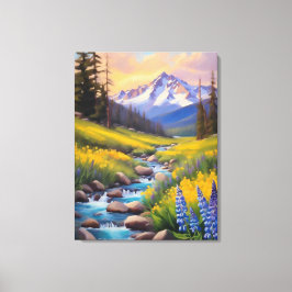 Rocky Mountain Spring Meadow Sunshine Lupins Creek Leinwanddruck