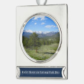 Rocky Mountain View Landschaft Banner-Ornament Silber (Links)