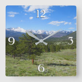 Rocky Mountain View Landschaftliche Landschaft Quadratische Wanduhr (Vorderseite)