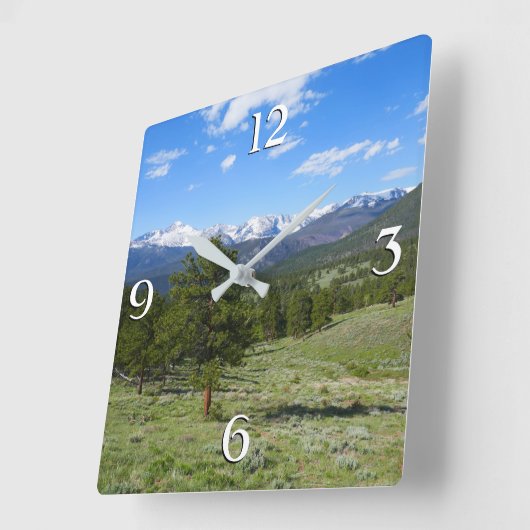 Rocky Mountain View Landschaftliche Landschaft Quadratische Wanduhr (Winkel)