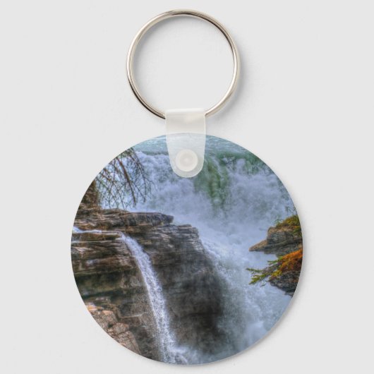 Rocky Mountain Waterfall Natur Foto Schlüsselanhänger (Vorderseite)