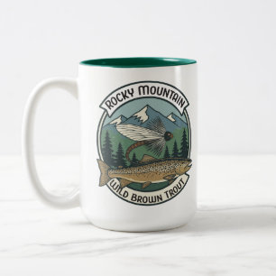 Rocky Mountain Wild Brown Trout Fly-Fischen Zweifarbige Tasse