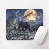 Rocky Mountain Wildlife Wolf, Bär, Adler, Mond Mousepad (Mit Mouse)