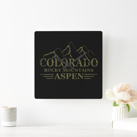 Rocky Mountains Aspen Colorado Quadratische Wanduhr (Zuhause)