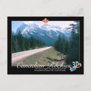 Rocky Mountains Canada 3D Anaglyph Postcard Postkarte