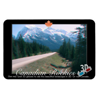 Rocky Mountains Canada 3D Red Cyan Anaglyph Foto Magnet
