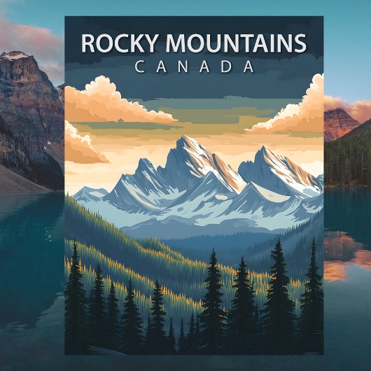 Rocky Mountains Canada Travel Alberta & BC Peak Postkarte