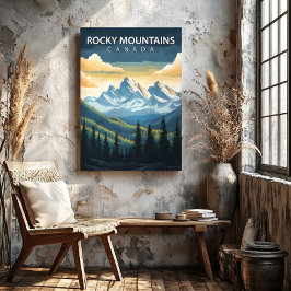 Rocky Mountains Canada Travel Poster Canvas Art Leinwanddruck