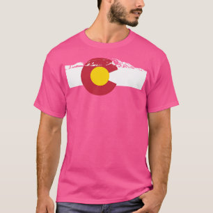 Rocky Mountains - Colorado Flag Baseball Sleeve T-Shirt