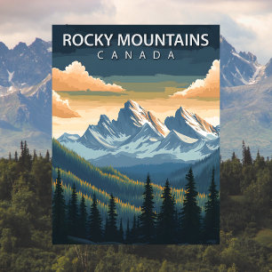 Rocky Mountains Kanada Vintage Reise Postkarte