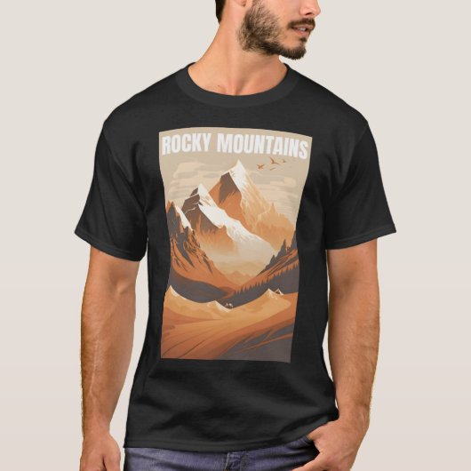 Rocky Mountains Minimalistische Landschaft T-Shirt (Vorderseite)